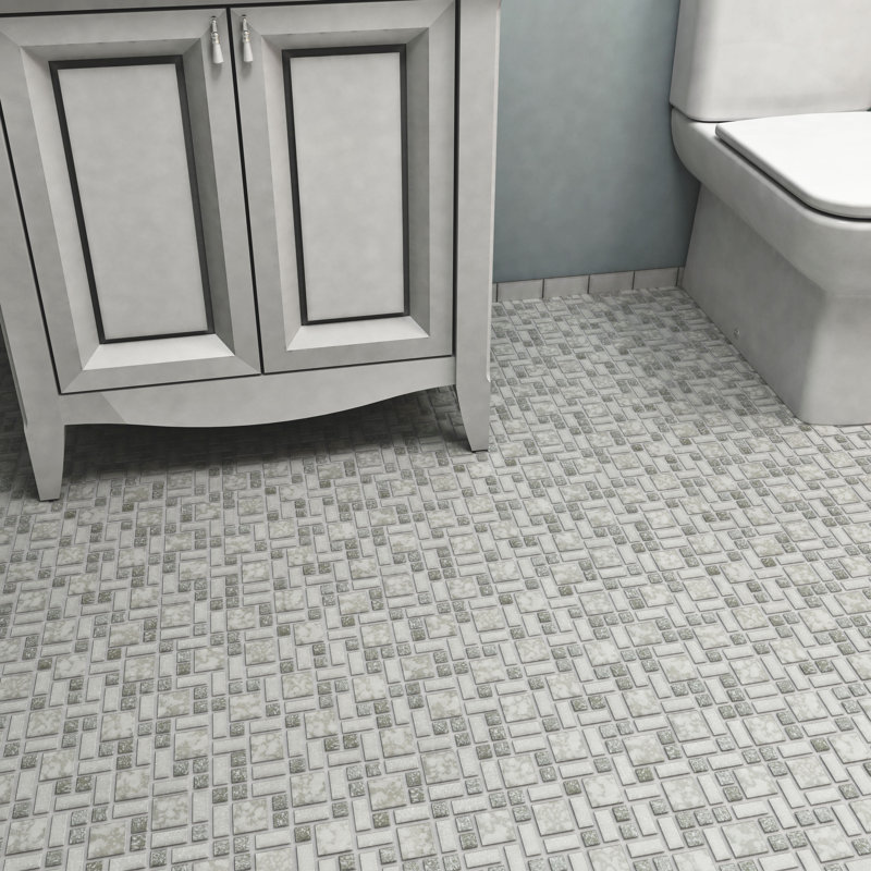 Academy Random Sized Straight Edge Porcelain Versailles Mosaic Wall & Floor Tile, Gray/White