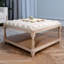 Table basse avec repose-pieds capitonné en lin 33 pouces avec tablette de rangement et pieds solides pour le salon, le bureau et la chambre à coucher