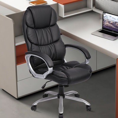 Executive Desk Chair PU Leather Height Adjustable Office Chair 360 Degree Swivel Rolling Computer Chair with Lumbar Support for Office Home