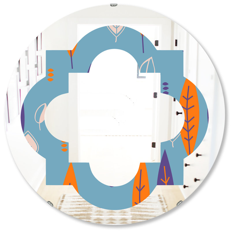 Miroir mural sans cadre à motif floral botanique ii quadrilobe éclectique, H 31,5 po x l po