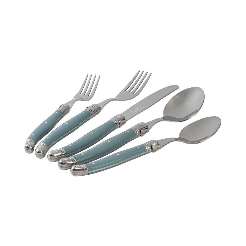Aegean Teal Stainless Steel Flatware Set, Service for 4