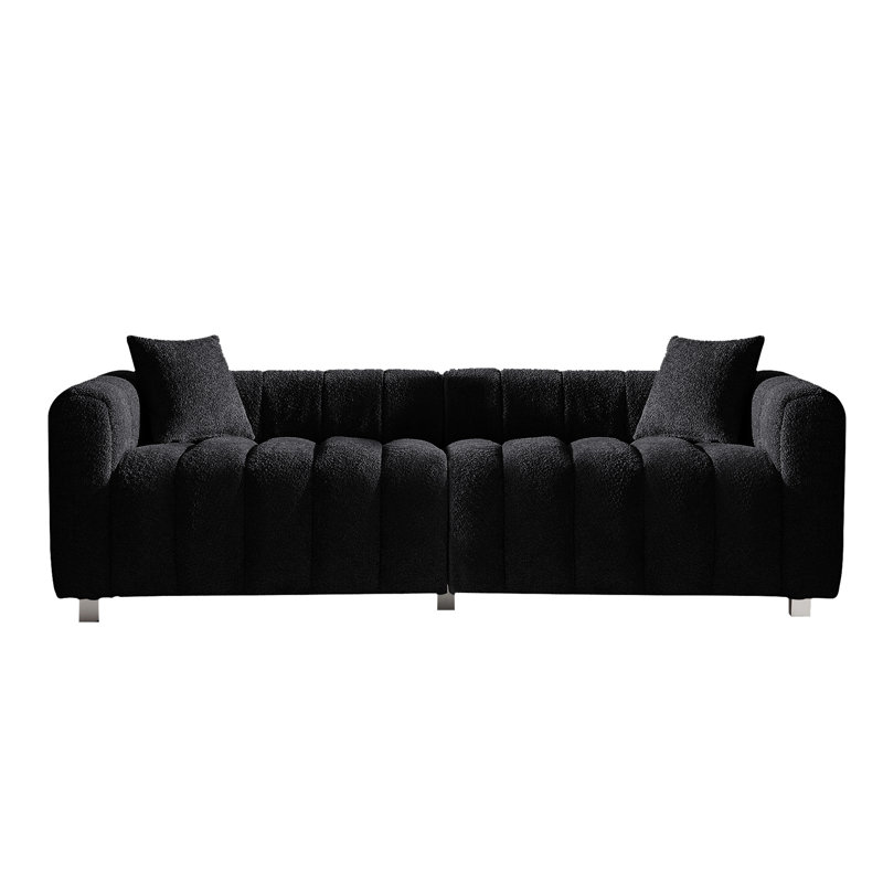 87.4'' Premium Velvet Sofa 3-Seater Loveseat, Black