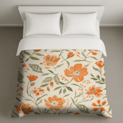 Housses de couette à motif floral orange