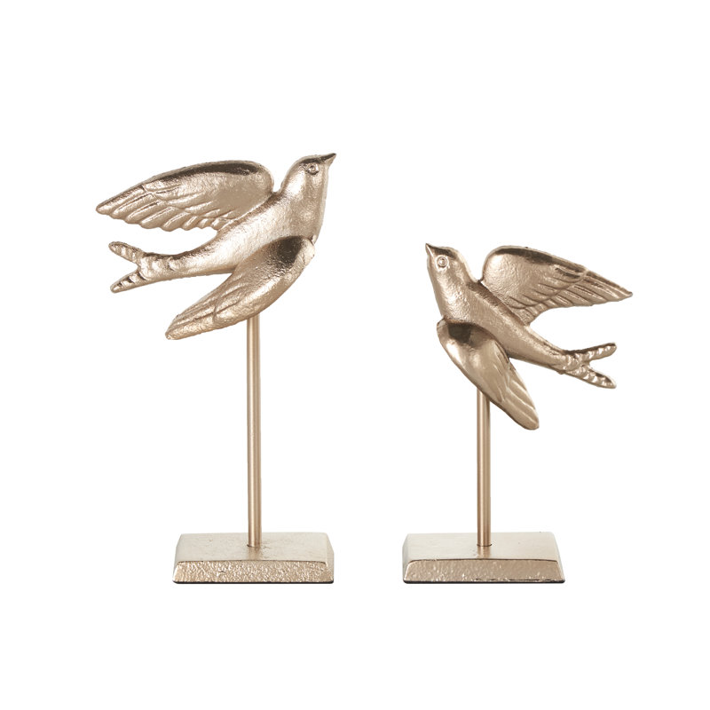 Sculpture d'oiseau métallique en métal avec support