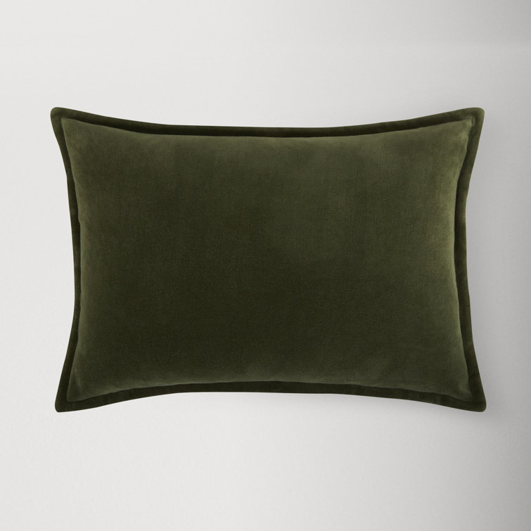 Olive Velvet Leaves Square Throw Pillow