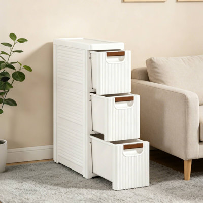 Armoire à tiroirs de rangement en plastique à 3 niveaux Abdullah - Tour de rangement empilable avec 4 bacs coulissants pour placard, chambre, salle de bain, bureau