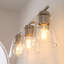 Éclairage pour salle de bain 3 lumières avec abat-jour en verre transparent, finition nickel brossé, douille E26, homologué Cetl pour salle de bain, chambre à coucher, meuble-lavabo