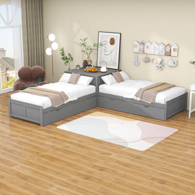 Kids Twin Platform with Trundle with Drawers