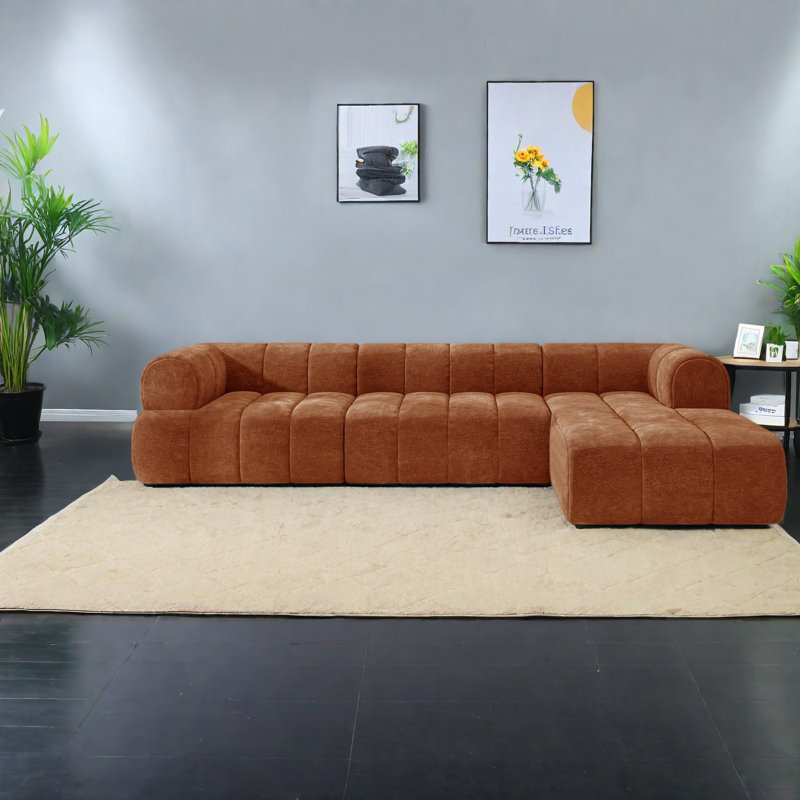 Canapés modulaires confortables en mousse haute densité de 122 po de conception moderne, parfaits pour le salon