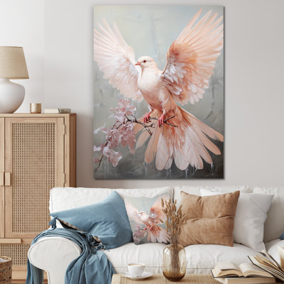 «Pink Dove Winged Messenger», reproduction sur toile encadrée