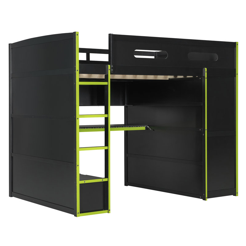 Harriet Bee Winora Loft Bed With Desk, Durable Wood Frame And RGB ...