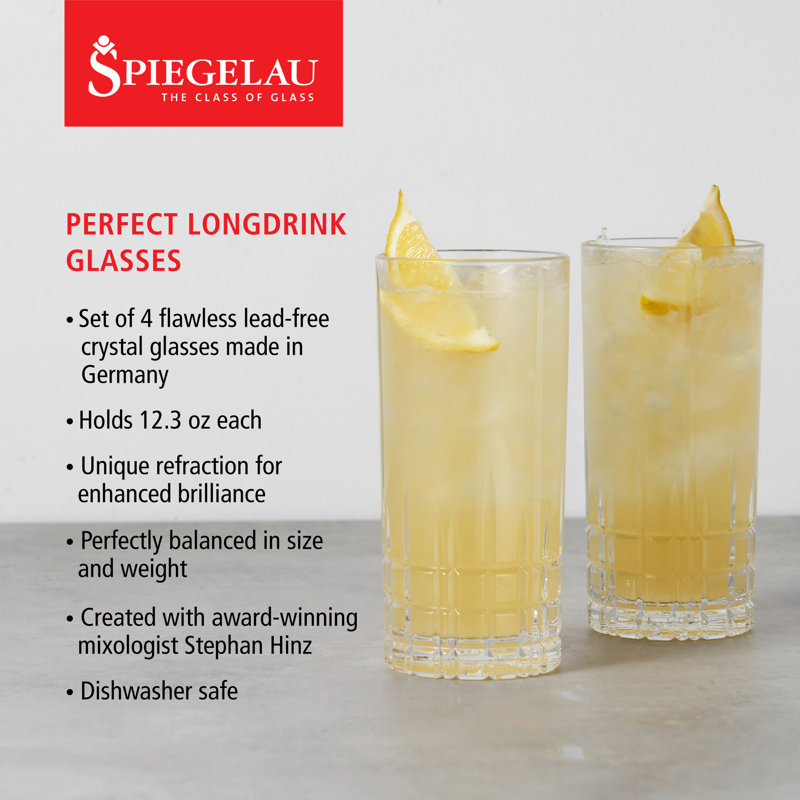 Spiegelau 12.3 oz Clear Crystal Longdrink Glass Set of 4