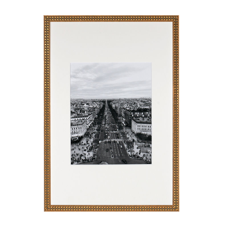 Jessop Wood Beaded Picture Frame - Set of 7 with Mat, Gold