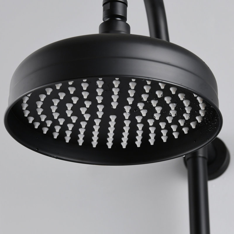 Wall Mounted Shower System With 8" Rainfall And Handheld, Matte Black Chic Handheld In Construction, Matte Black