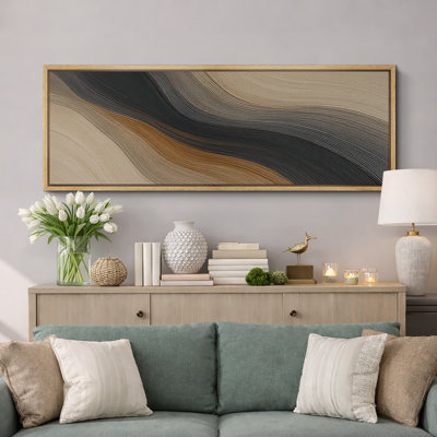 Large Framed Canvas Print Wall Art - Neutral Abstract Print for Minimalist Modern Wall Decor