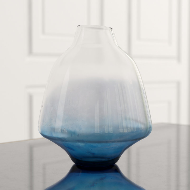 Water Dance Glass Table Vase, 10" H x 8.25" W x 8.25" D