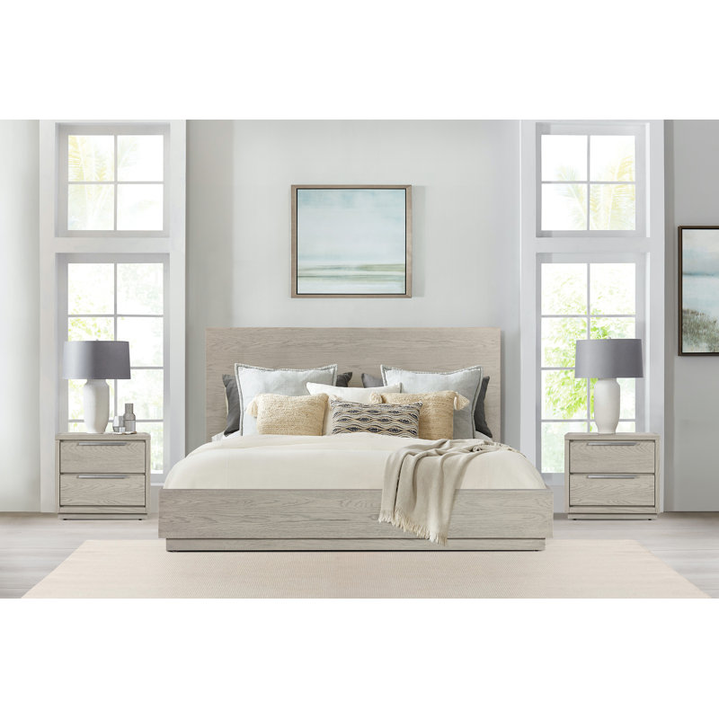 Ensemble de chambre à coucher 3 pièces en bois de chêne gris Amazyn, Très grand