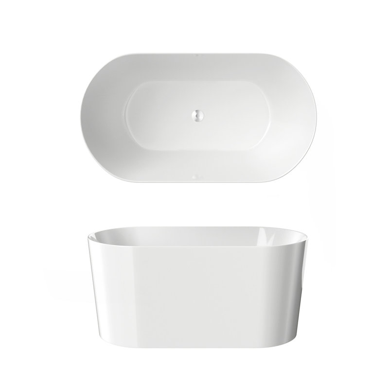 Baignoire autoportante en acrylique de 51 po - Baignoire de trempage en acrylique blanche, baignoire ovale blanche de forme ovale avec trop-plein chromé et bonde escamotable certifiée CUPC