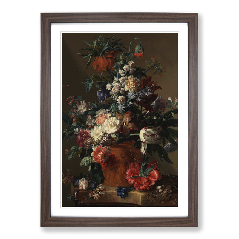 Still Life with Flowers Vol.11 by Jan Van Huysum - Picture Frame Painting, 48cm H x 36cm W x 2cm D, Walnut
