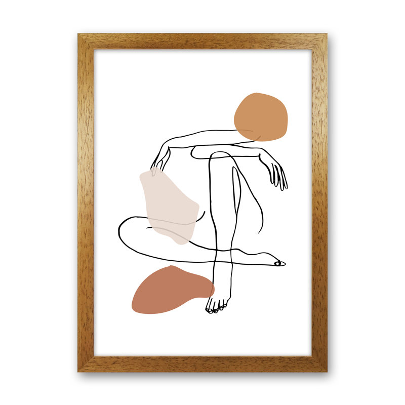Sitting Legs Arms Crossed Stains Earth Colors - Print, Oak Frame, 46cm H x 34cm W x 3cm D