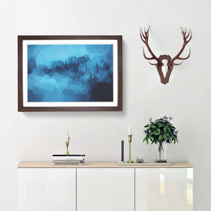 A Mist over the Forest in Abstract - Picture Frame Graphic Art Print, 62cm H x 87cm W x 2cm D, Walnut Framed
