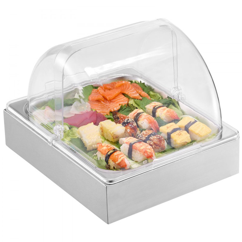Countertop Food Serving Display Container Condiment Dispenser Tray with Lid