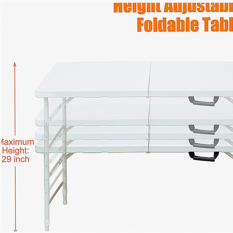 Table pliante portative intérieure et extérieure de 4 pi, poids maximum 135 kg, table pliable pour le camping - blanc, Blanc