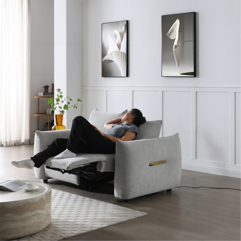 Ensemble de canapé inclinable électrique avec USB, Lin gris