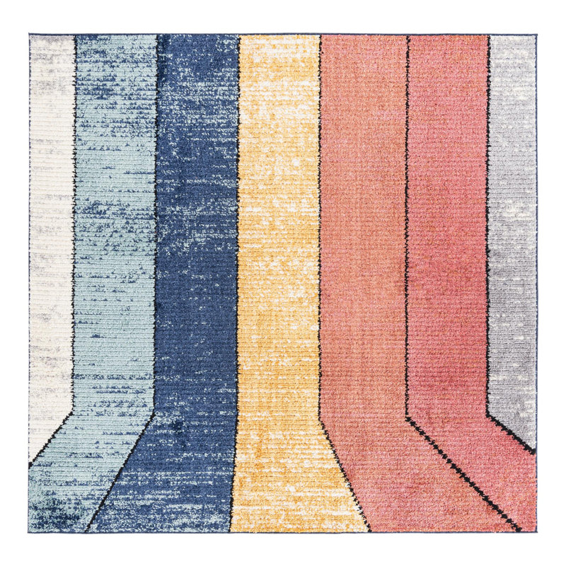 Abrams Geometric Polyester Rug, Square 7'10"