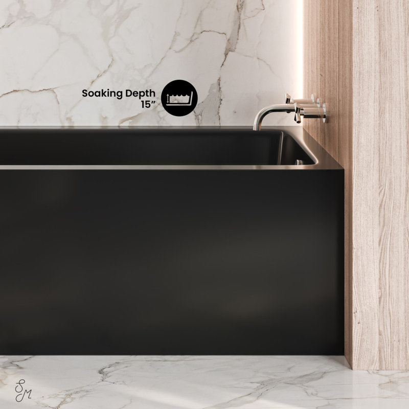 Voltaire 54 X 30 Skirted Left Drain Soaking Apron Bathtub In Glossy Black, Right