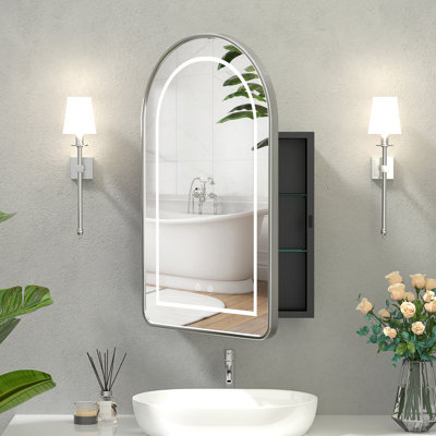 Chazael l 19,7 po l 31,5 po H encadré armoire de pharmacie miroir 3 fixe avec désembueur à DEL 