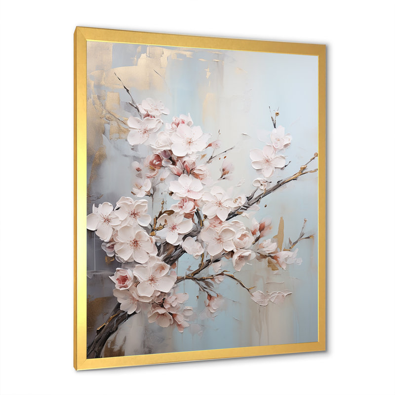 Impression sur toile encadrée, "Cherry Blossom I", H 40 po x l 30 po x P 1,5 po, Cadre doré simple