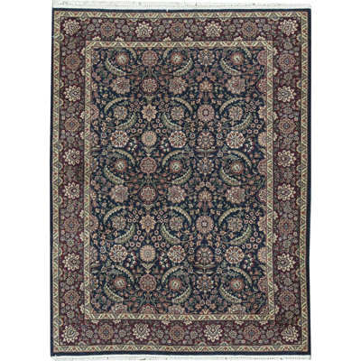 Tapis bleu marine noué à la main de haute qualité