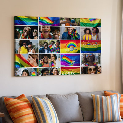 Canvas A Vibrant Collage Celebrating LGBTQ Pride Featuring A Multitude Of Wall Art Rainbow Flags Waving In Various Settings From Canvas Wall Art