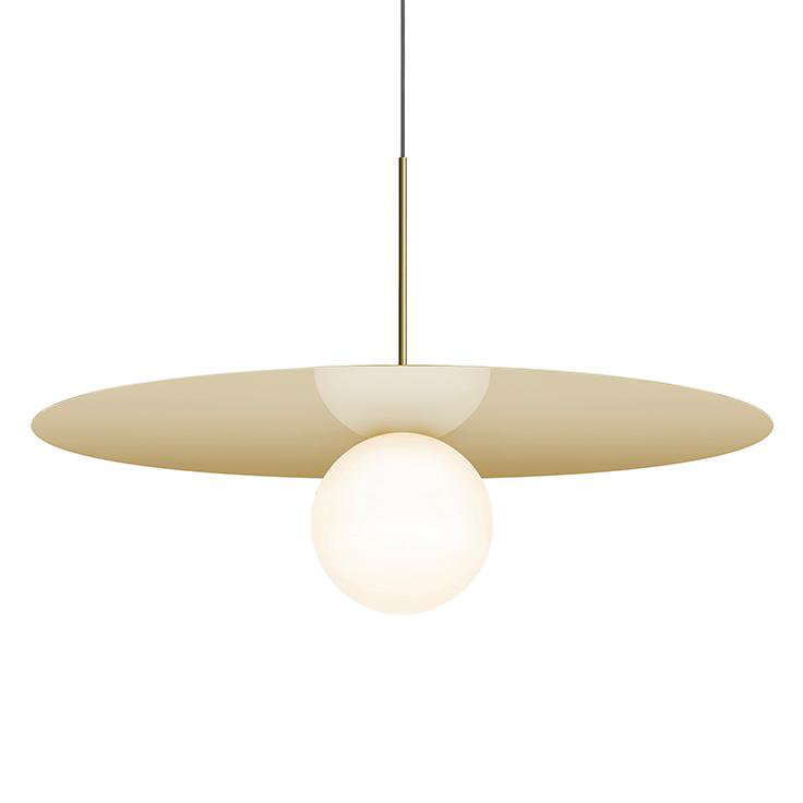 Luminaire suspendu à disque Bola, Laiton, H 17,5 po x l 32 po x P 32 po