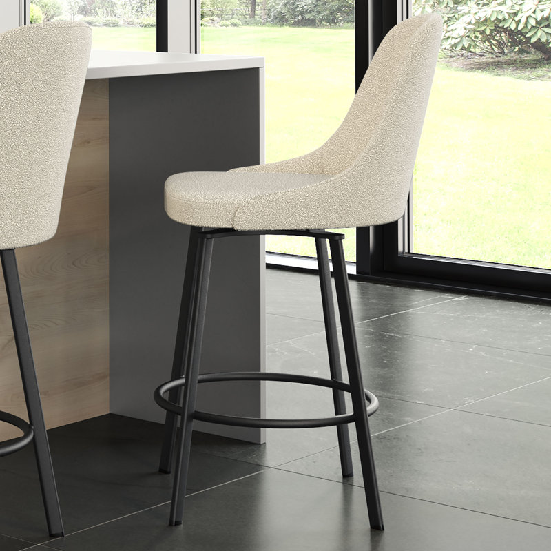 Tabouret de bar et de comptoir Isumi, Noir, Crème, Tabouret de bar (hauteur du siège de 30,5 po)