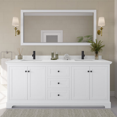 Avery 80'' Double Bathroom Vanity with Quartz Top