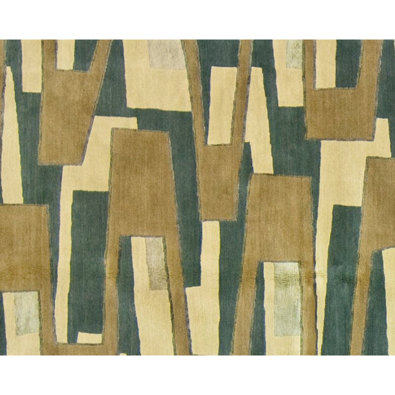 Zigzaggery Wool Geometric Area Rug in Beige/Blue, Rectangle 8' x 10'