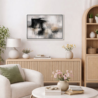 Abstrait noir et blanc, composition neutre, images de salon moderne, impression sur toile encadrée, impression numérique