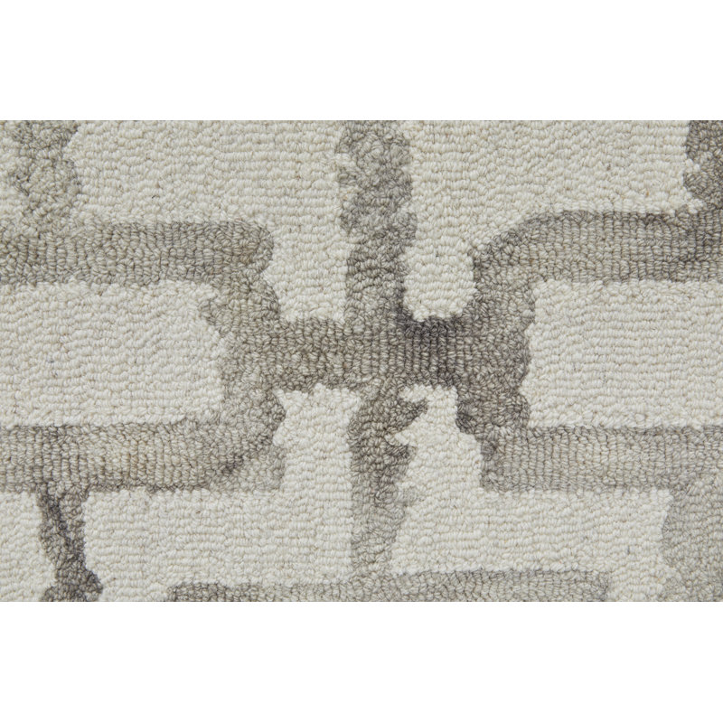 Marengo moderne géométrique, ivoire / taupe, Rond 10 pi