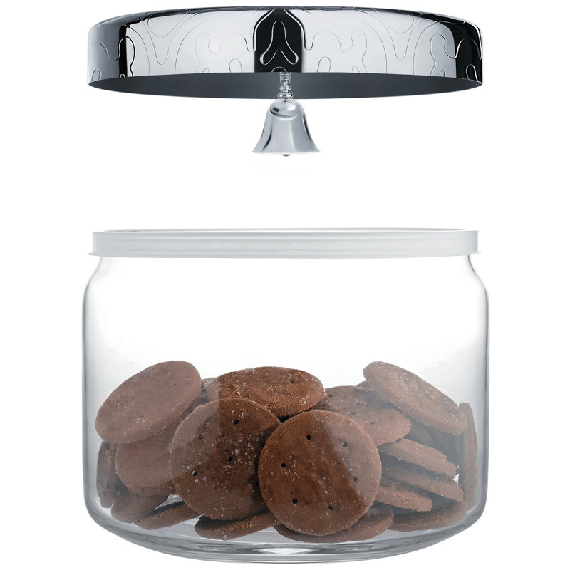 Silver and Glass Biscuit Jar with Bell Lid
