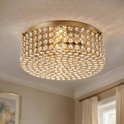Siyana 2-Light Glam Crystal Drum Flush Mount Ceiling Light