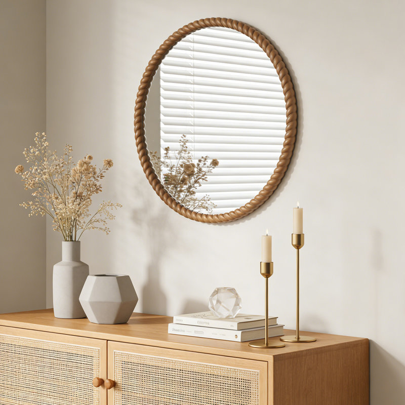 Miroir rond 30 po, Naturel