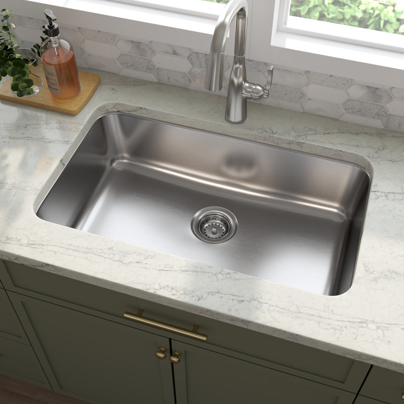 SleekSteel 30 in. x 18 in. 18 Gauge Stainless Steel Undermount Single Bowl Kitchen Sink
