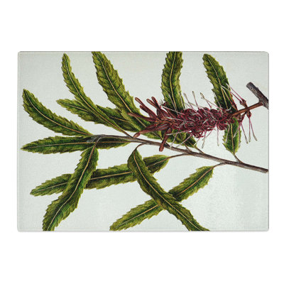 Tempered Glass Rewarewa Flowers by Sarah Featon Chopping Board
