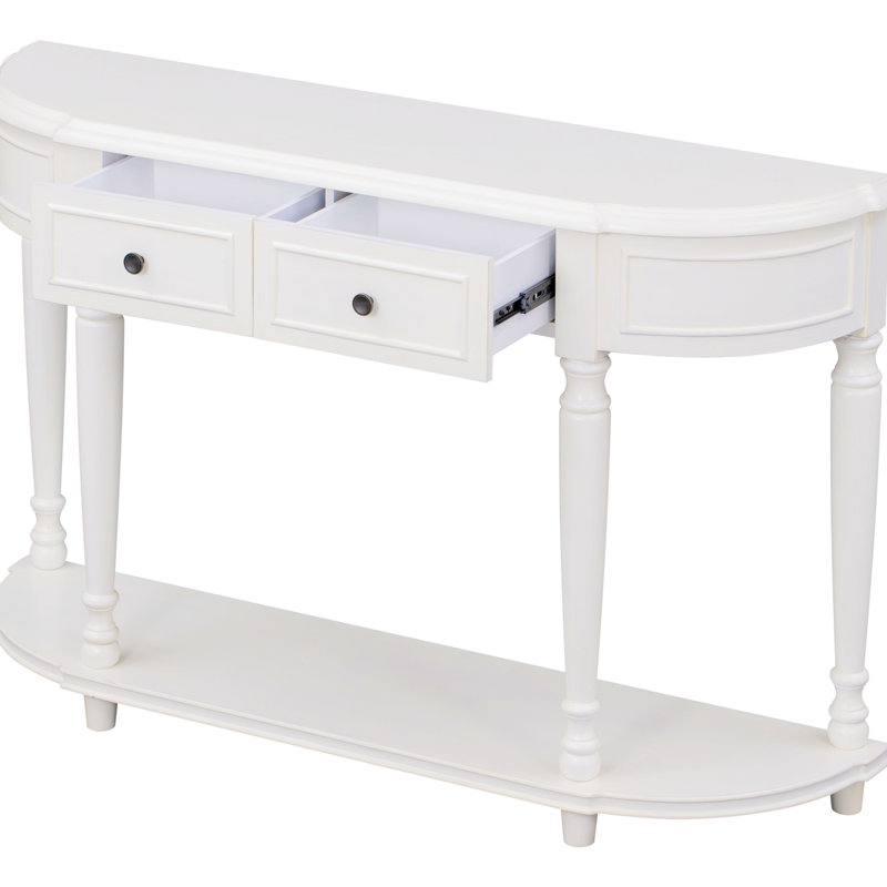 Console en bois massif 33,52 po Brence, Blanc antique, Blanc antique