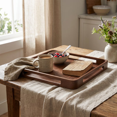 Ash Wood Tray with Integrated Handles