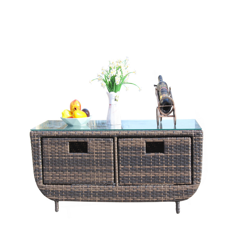 Table basse avec verre trempé, Bronze / Does Not Apply, 15.8" H x 43.7" W x 19.7" D