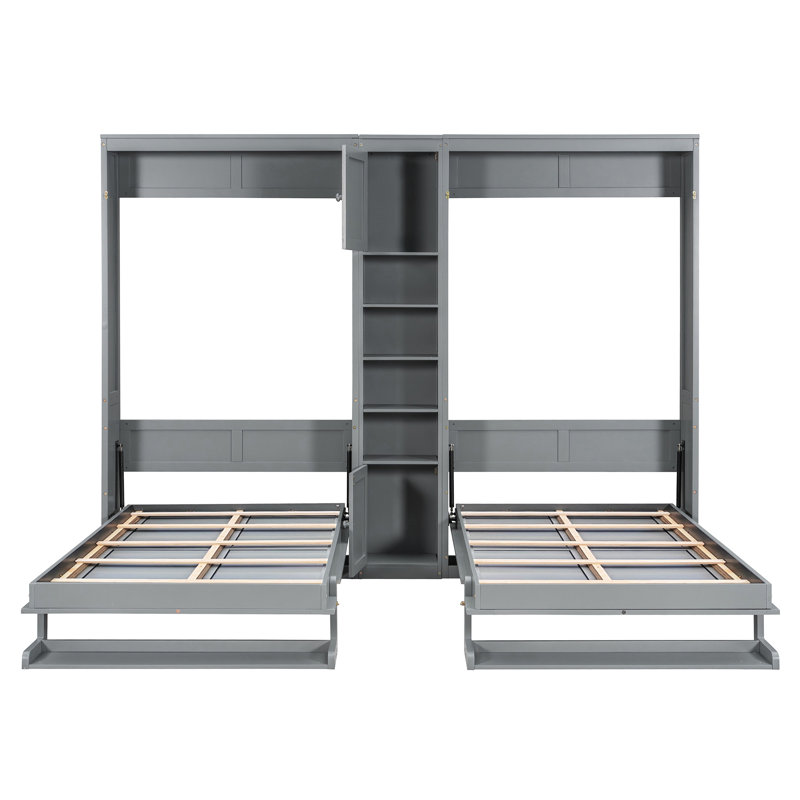 Lits simples blancs à double paroi avec rangement fonctionnel et tablette convertible, parfaits pour les espaces multifonctionnels dans les petites pièces