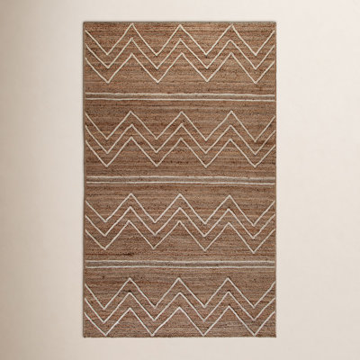 Albans Tan Hand-Loomed Chevron Jute Rug